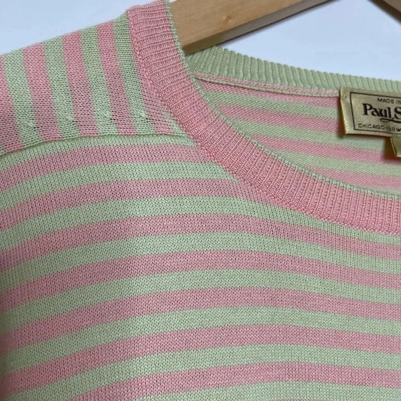 Paul Stuart Cotton Striped Crewneck Sweater luxury preppy layers ultra soft - Picture 2 of 9